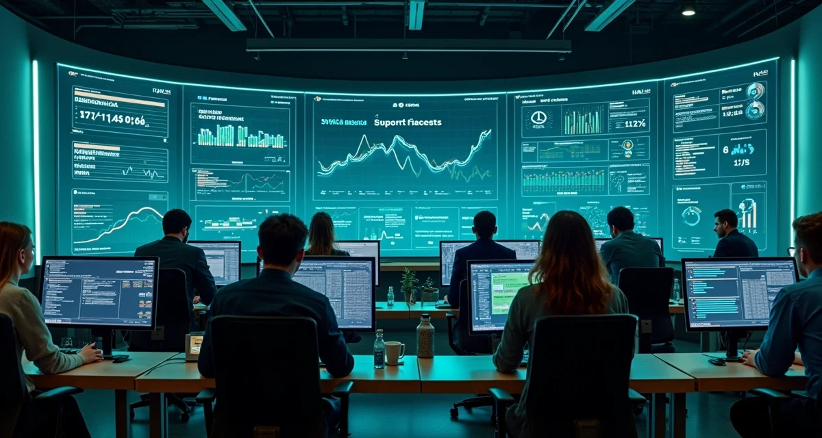Painel de TI mostrando queda no volume de tickets com uso de IA e automação